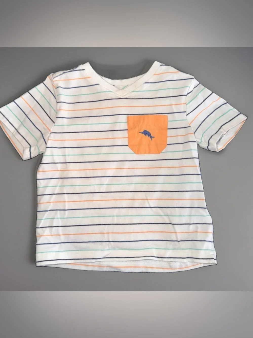 Tommy Bahama Baby Boys Set Of Two T-shirts Orange White Striped Size 12 Months